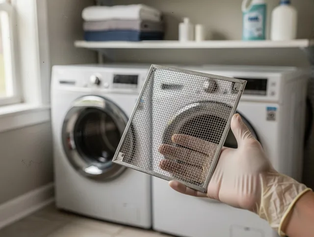 Tega Cay Dryer Vent Cleaning specialist performing detailed lint trap cleaning service in Tega Cay
