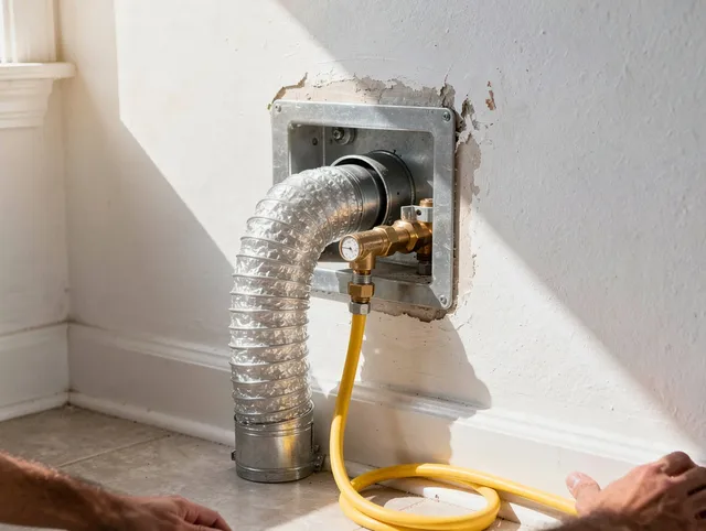 Tega Cay Dryer Vent Cleaning certified technician performing specialized gas dryer vent cleaning in Tega Cay